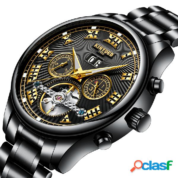 KINYUED Relojes mecánicos automáticos Número romano Fecha