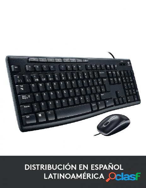 Kit de Teclado y Mouse Logitech MK200, USB, Negro (Español)