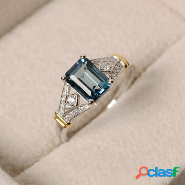 Lujo Topaz Stone Silver Anillos Gemstone Zircon Ring Regalo