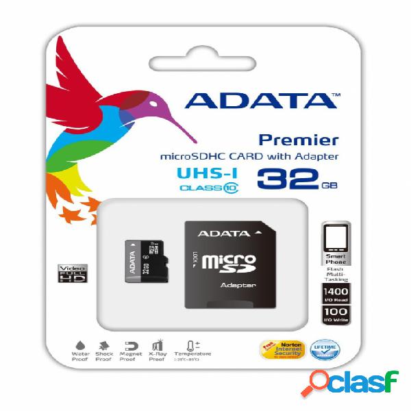 Memoria Flash Adata, 32GB microSDHC UHS-I Clase 10, con