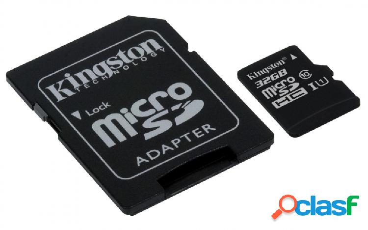 Memoria Flash Kingston, 32GB microSDHC Clase 10 UHS-I, con