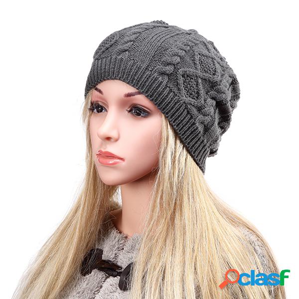 Mujer Gorro de punto de lana caliente Sombrero Doble hélice