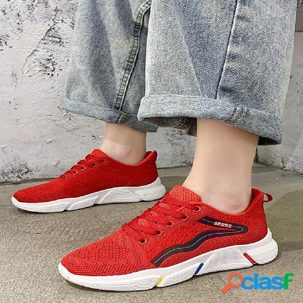 Mujer Zapatillas informales de malla transpirable con rayas