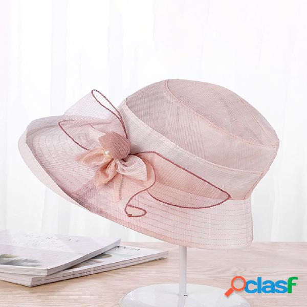 Mujeres verano ala ancha plegable protector solar arco gorra