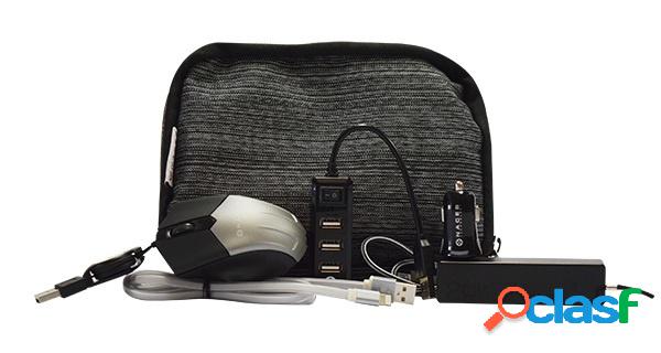 Naceb Kit de Viaje con Cargador Portátil NA-0402, 2200mAh,