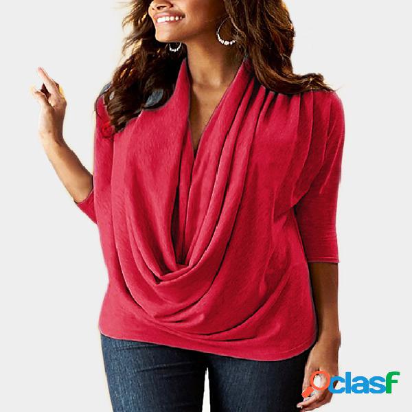 Red Drape flacidez 3/4 longitud mangas camiseta