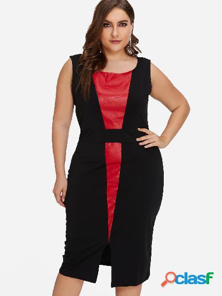 Vestido a media pierna con costura negra