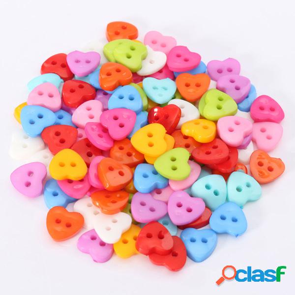 100 piezas mezcladas Corazón Botones acrílico costura