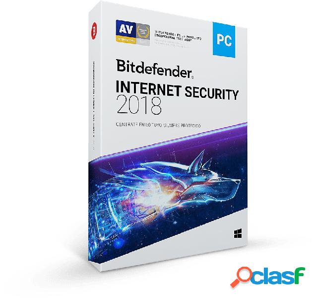 Bitdefender Internet Security 2018, 1 Usuario, 1 Año,