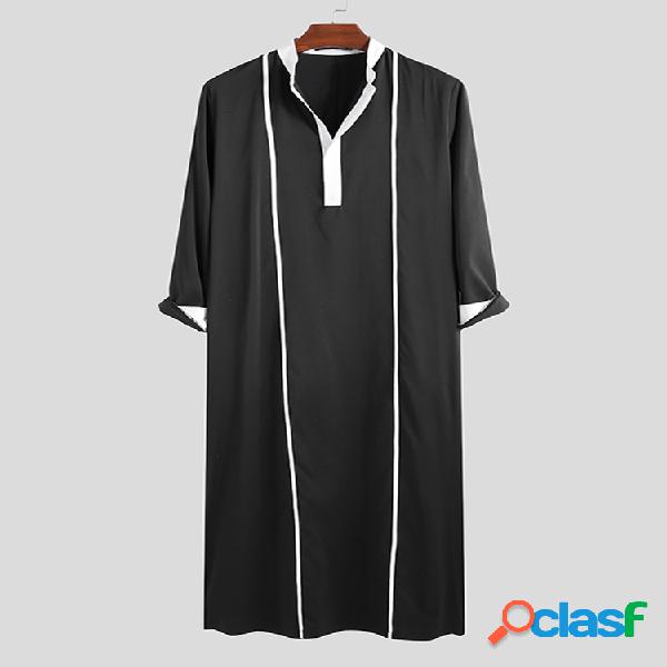 Estilo nacional para hombre Kaftan vendimia Manga larga