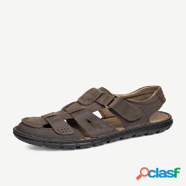 Hombres Cuero Gancho Loop Hollow Out Summer al aire libre