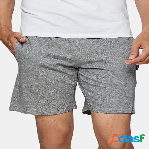 Pantalones cortos de algodón de color sólido para hombres