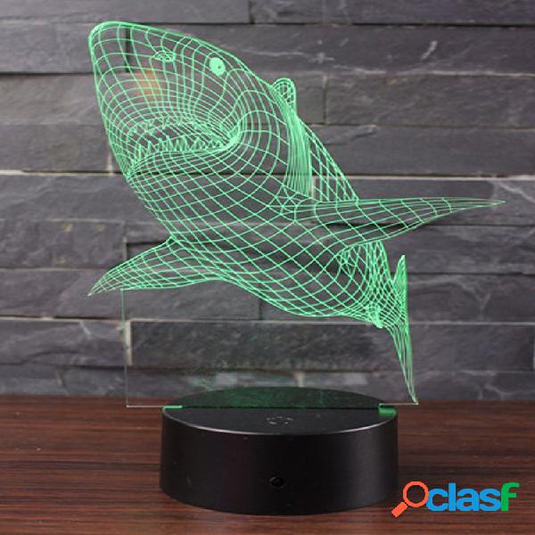 Shark 7 Color 3D LED Touch Control Lamp Regalos de