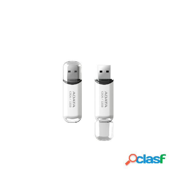 Memoria USB Adata C906, 32GB, USB 2.0, Blanco