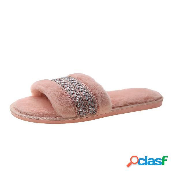 Mujer Sweet Weave Decor Comfy Soft Plush Furry Falt