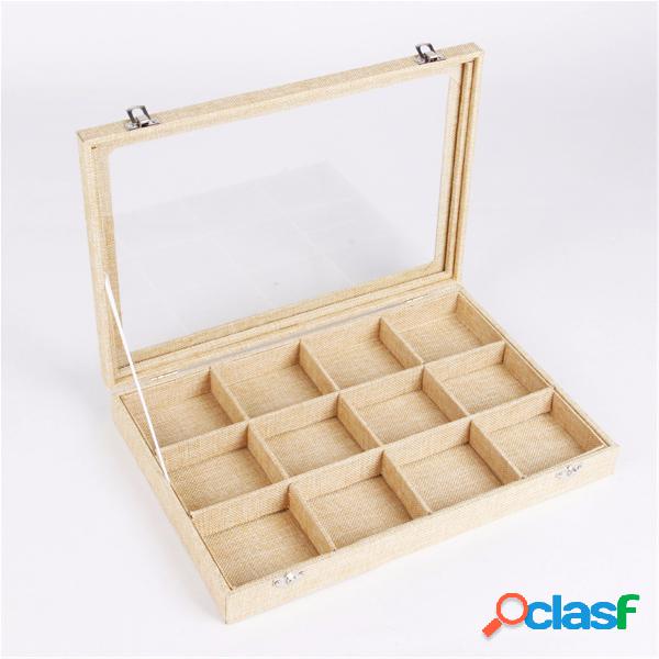 Cubierta de cristal de lino Caja de exhibición de la caja