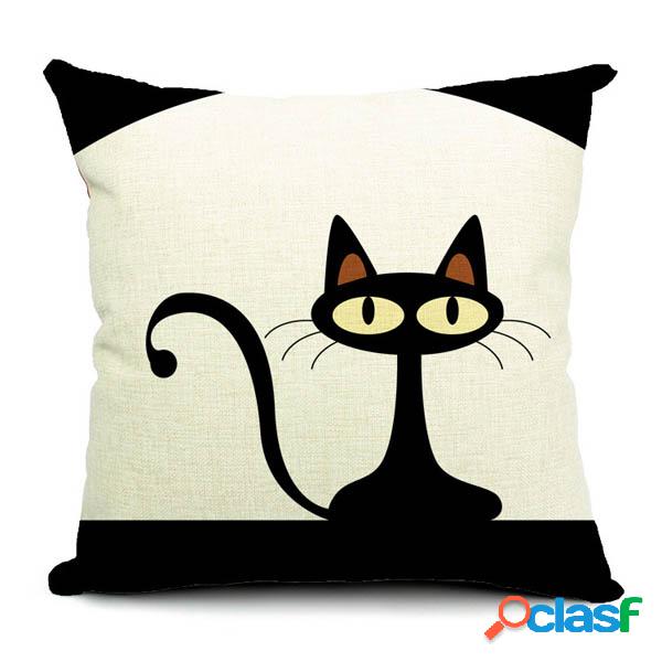 Cute Cartton Gato Almohada estampada Caso Funda de almohada