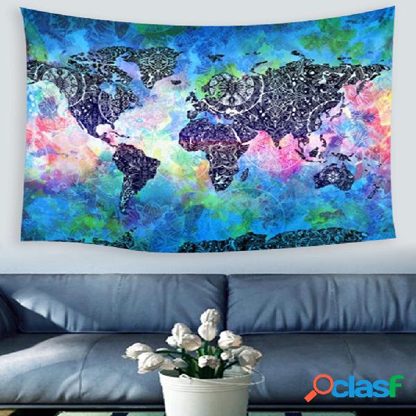 Mapa del mundo indio mandala colgante de pared Yoga tapiz