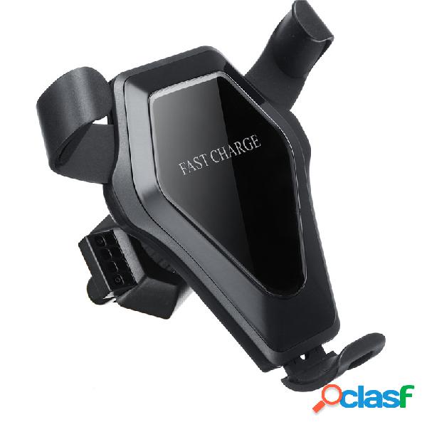 Qi Wireless 10W Carga rápida Gravity Auto cerradura Coche