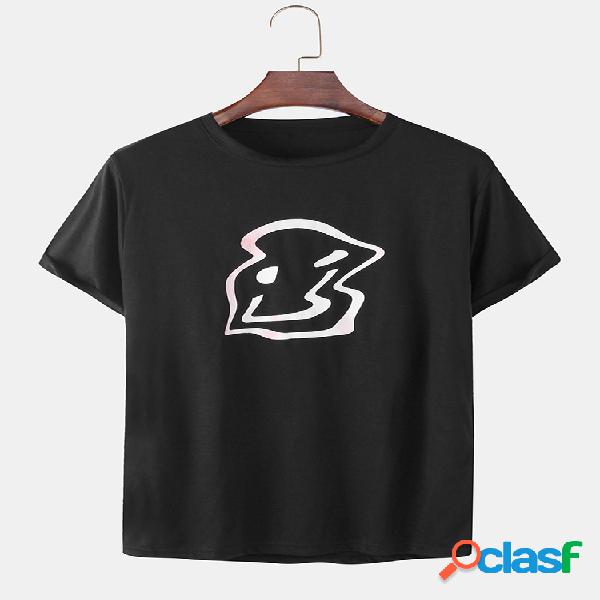 Camisetas con cuello redondo sueltas transpirables de color
