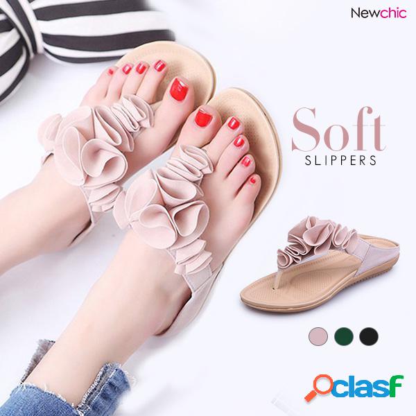 Mujer Playa Soft Chanclas de gamuza planas zapatillas