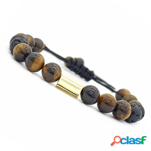 Pulsera de cuentas vintage Tiger Eye Stone Ball Beads