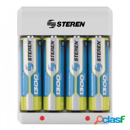 Steren Cargador CRG-015 para 1-4 Pilas, AAA