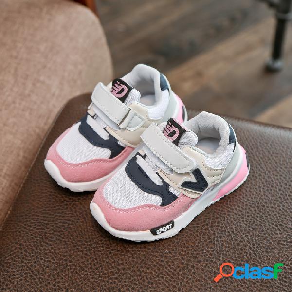 Unisex Kids Colorblock Mesh Soft Suela Gancho Zapatillas