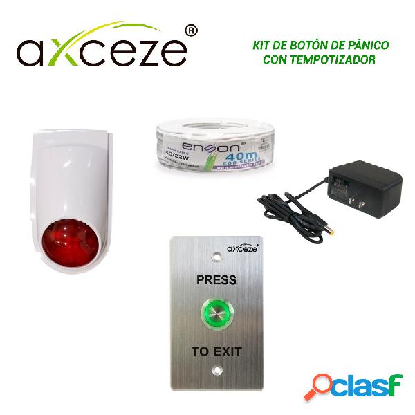 Axceze Botón de Pánico AX-B90 - incluye Sirena con Estrobo