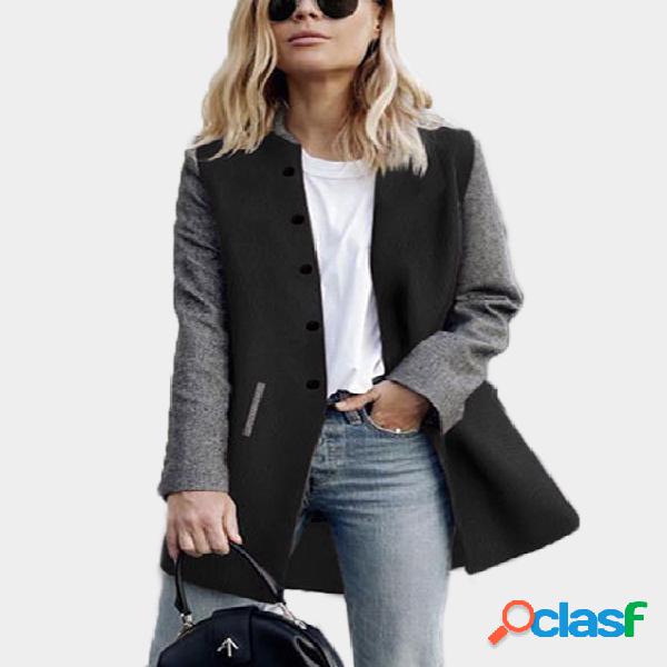 Trench de mangas largas en color patchwork negro