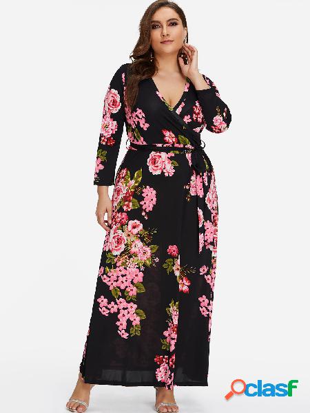 Vestido largo maxi con estampado floral y estampado floral