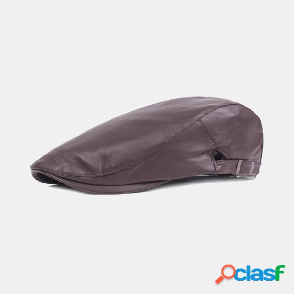Gorros de boina de cuero artificial para hombres Gorra de
