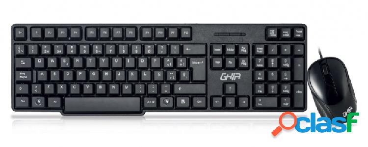 Kit de Teclado y Mouse Ghia GTA100, Alámbrico, USB, Negro