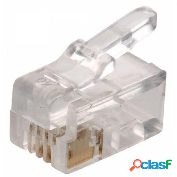 Steren Conector RJ-9, Transparente, 100 Piezas