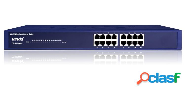 Switch Tenda Fast Ethernet TEH1600M, 10/100Mbps, 3.2Gbit/s,
