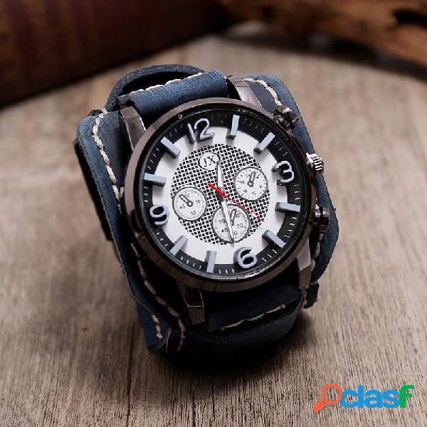 vendimia Reloj de pulsera de cuero de vaca Números