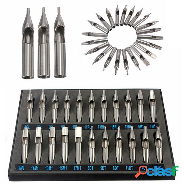 22Pcs acero inoxidable tatuaje puntas tobera para agujas Set