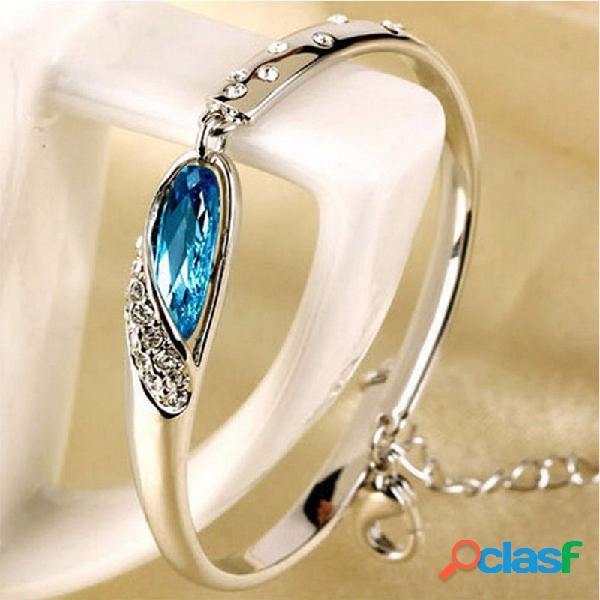 Brazalete De Diamantes De Imitación Azul Chapado En Plata