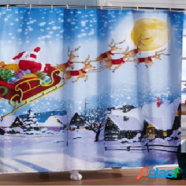 Cortina de ducha con estampado de trineo navideño de 180 *