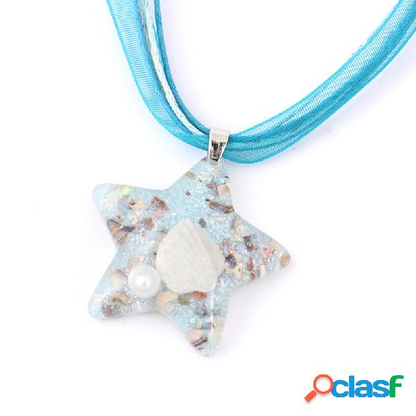 Cute Star Pendant Clavícula Collar creativo Shell Pearl