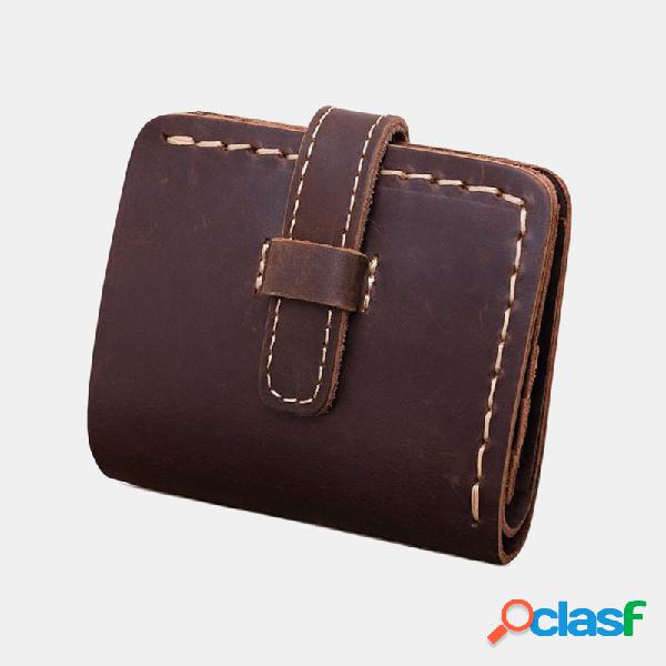 Hombres Piel Genuina 6 ranuras para tarjetas Crazy Horseskin