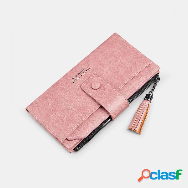 Mujer 11Card Slots Tassel desmontable 6.3 '' phone Zipper