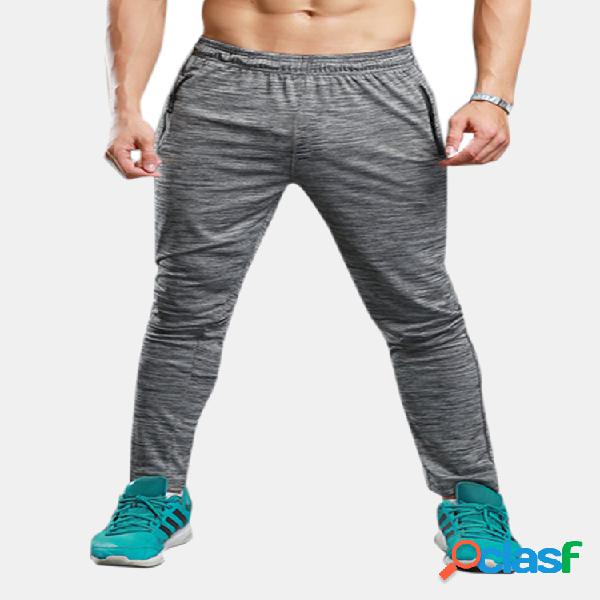 Hombre Culturismo Gym Joggers elásticos Pantalones de