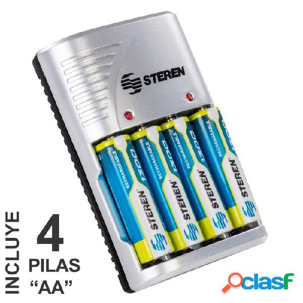 Steren Cargador CRG-020 para 1 - 4 Pilas AAA/AA/9V