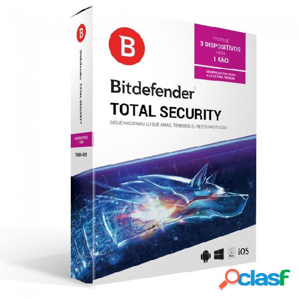 Bitdefender Total Security, 3 Usuarios, 1 Año,