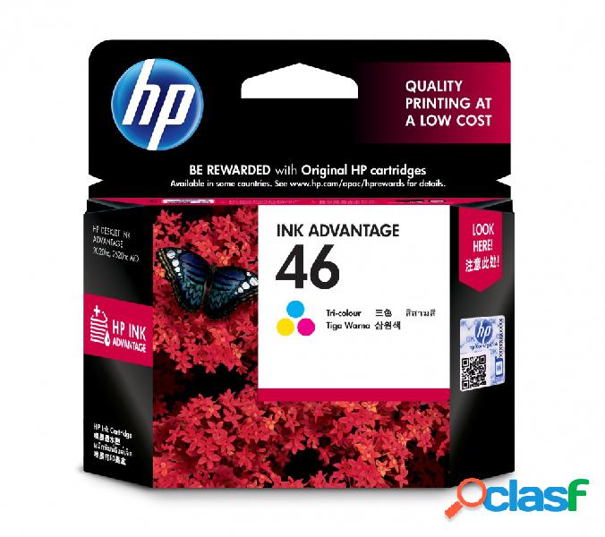 Cartucho HP 46 Tricolor Original, 750 Páginas