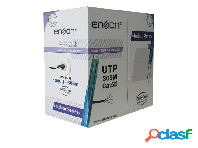 Enson Bobina de Cable Cat5e UTP 100% Cobre para Interiores,