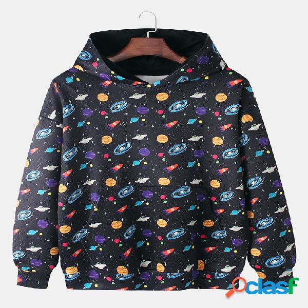 Hombres All Over Space Planet Print Drop Shoulder Casual