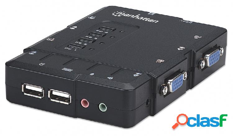 Manhattan Switch KVM de 4 Puertos, USB, VGA
