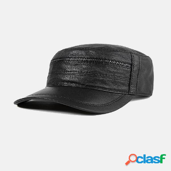 Cuero Sombrero Gorra de béisbol para hombre Piel de cabra